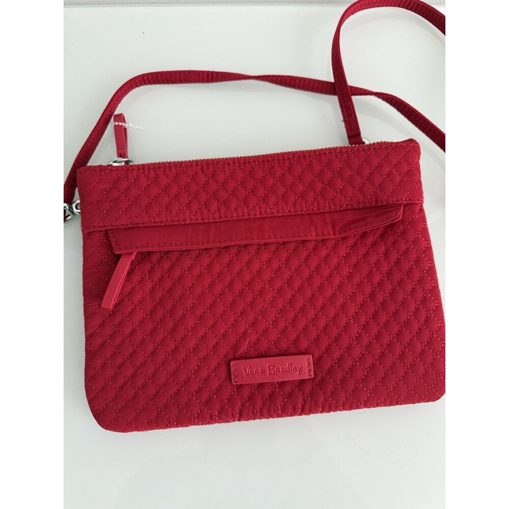Vera Bradley Red Quilted RFID Crossbody Purse Adjustable Strap Zip Pocket